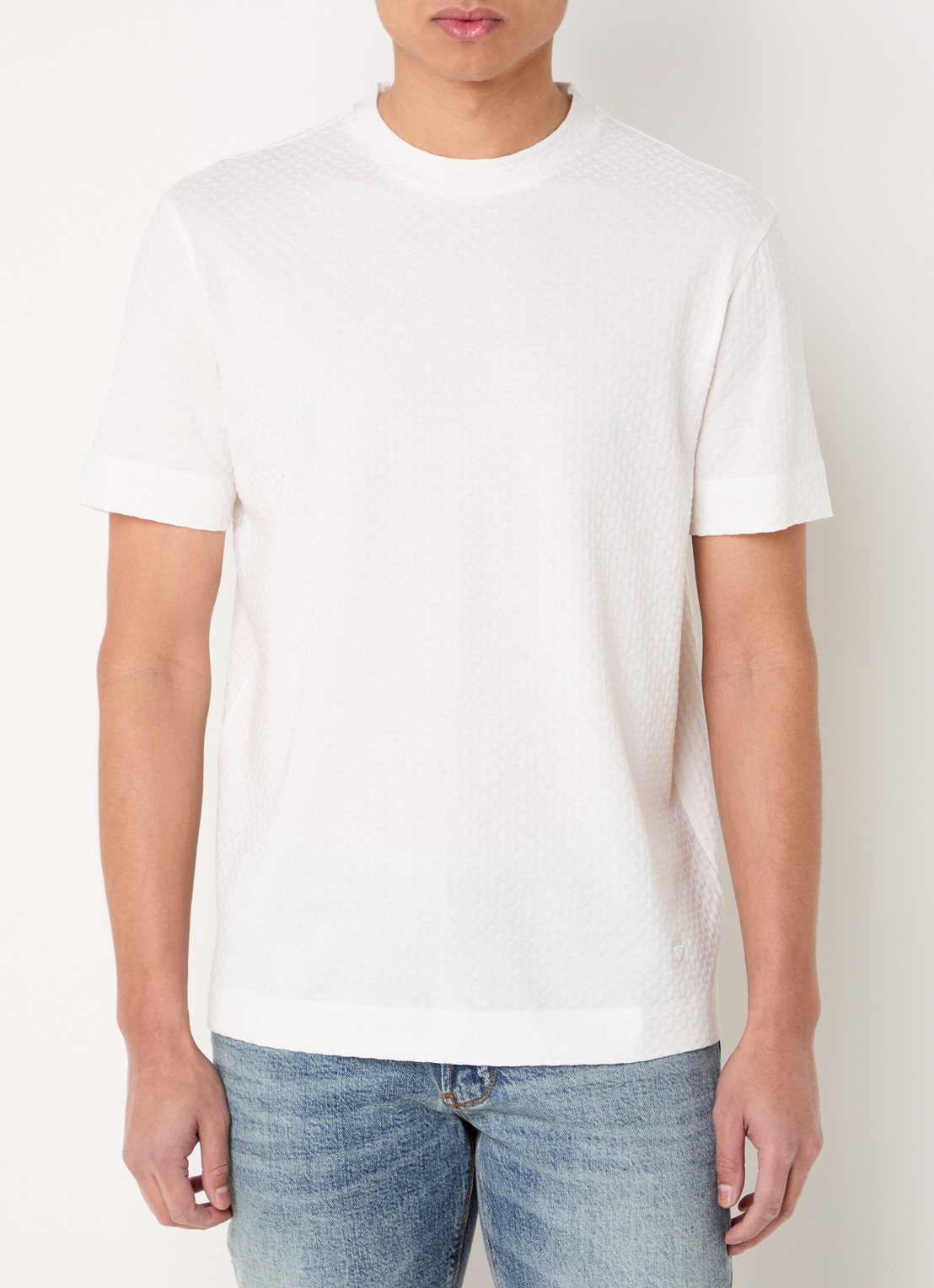 Armani T-shirt met structuur - detail 2 gebroken wit
