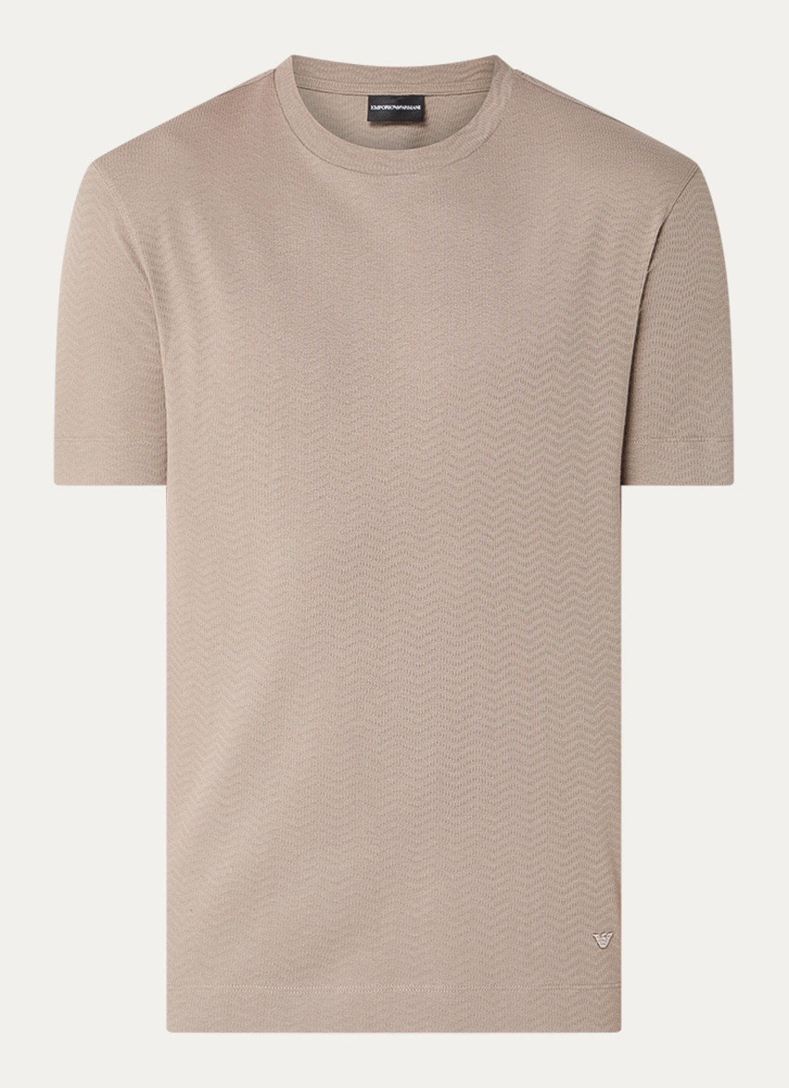 Armani T-shirt met structuur - voorkant 3 zand