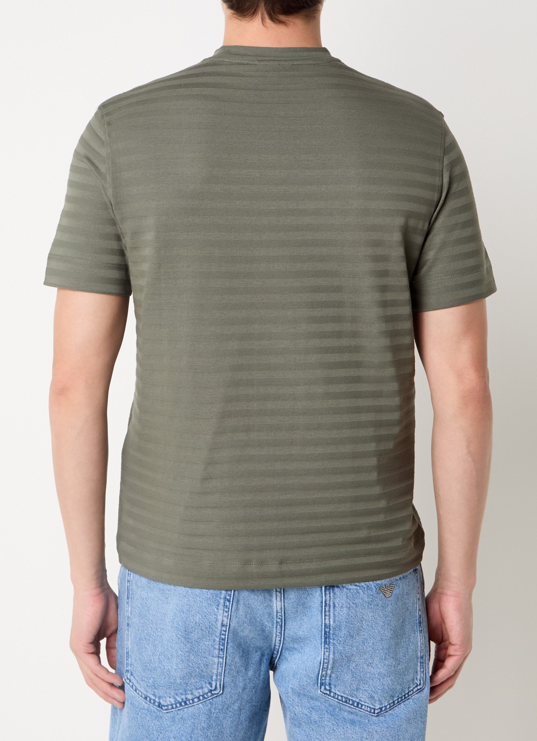 Armani T-shirt met structuur - achterkant 3 olijfgroen
