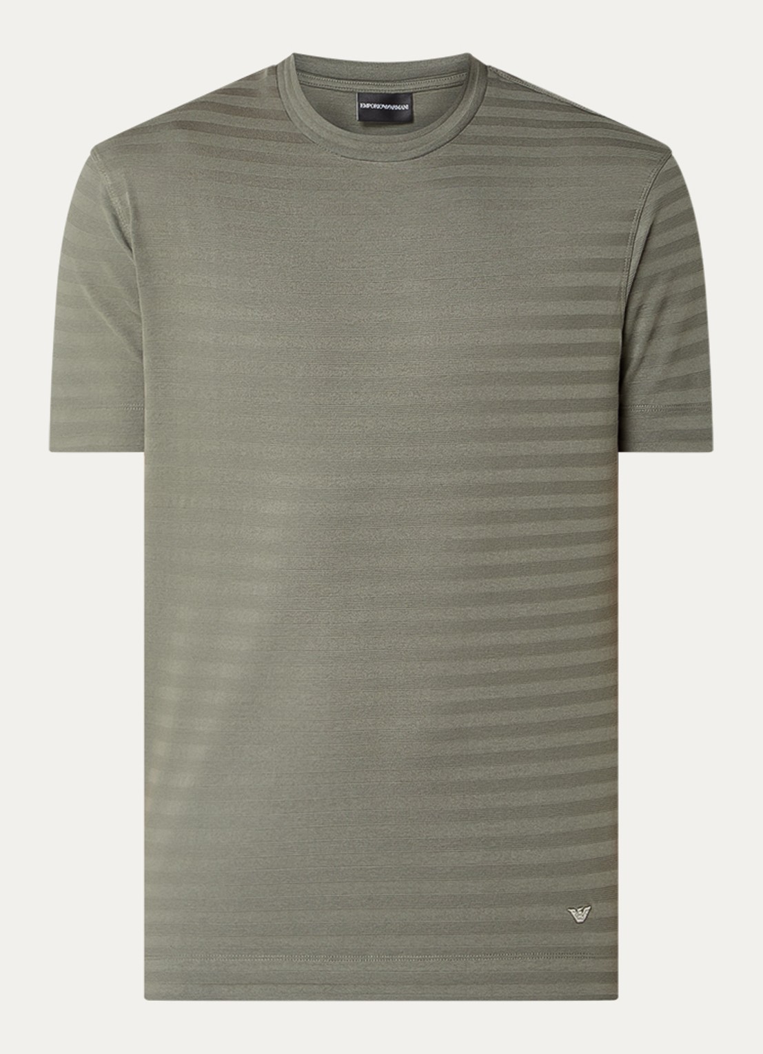 Armani T-shirt met structuur - voorkant olijfgroen