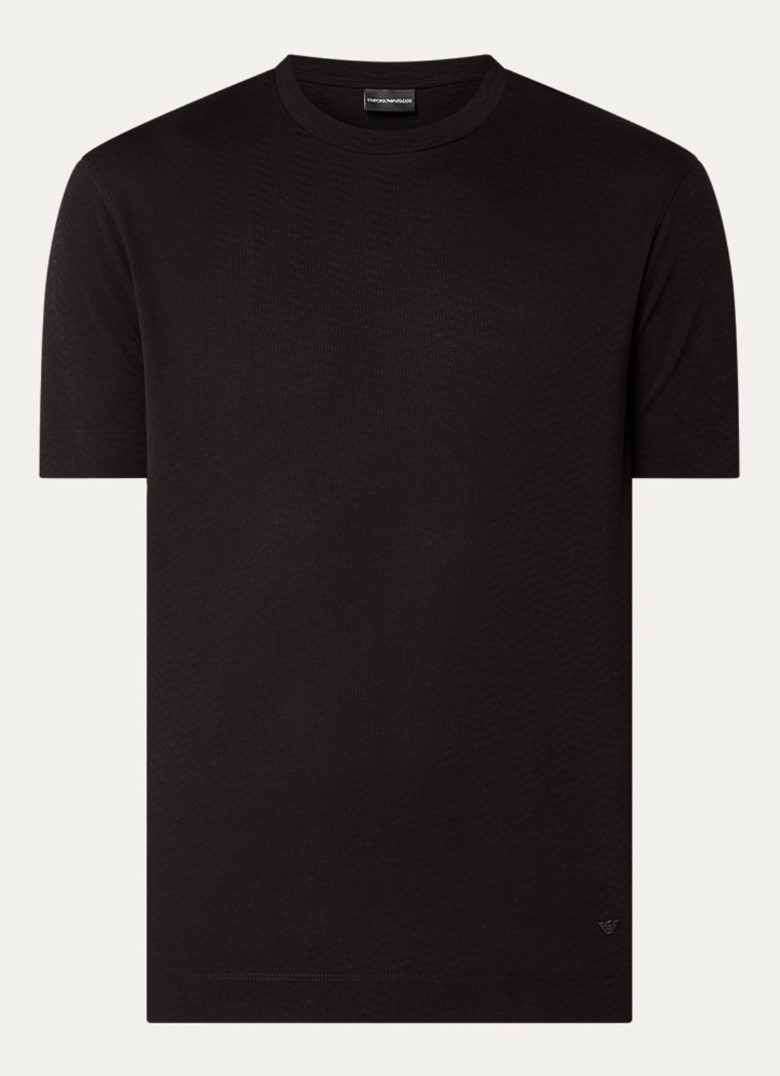 Armani T-shirt met structuur - voorkant 3 zwart