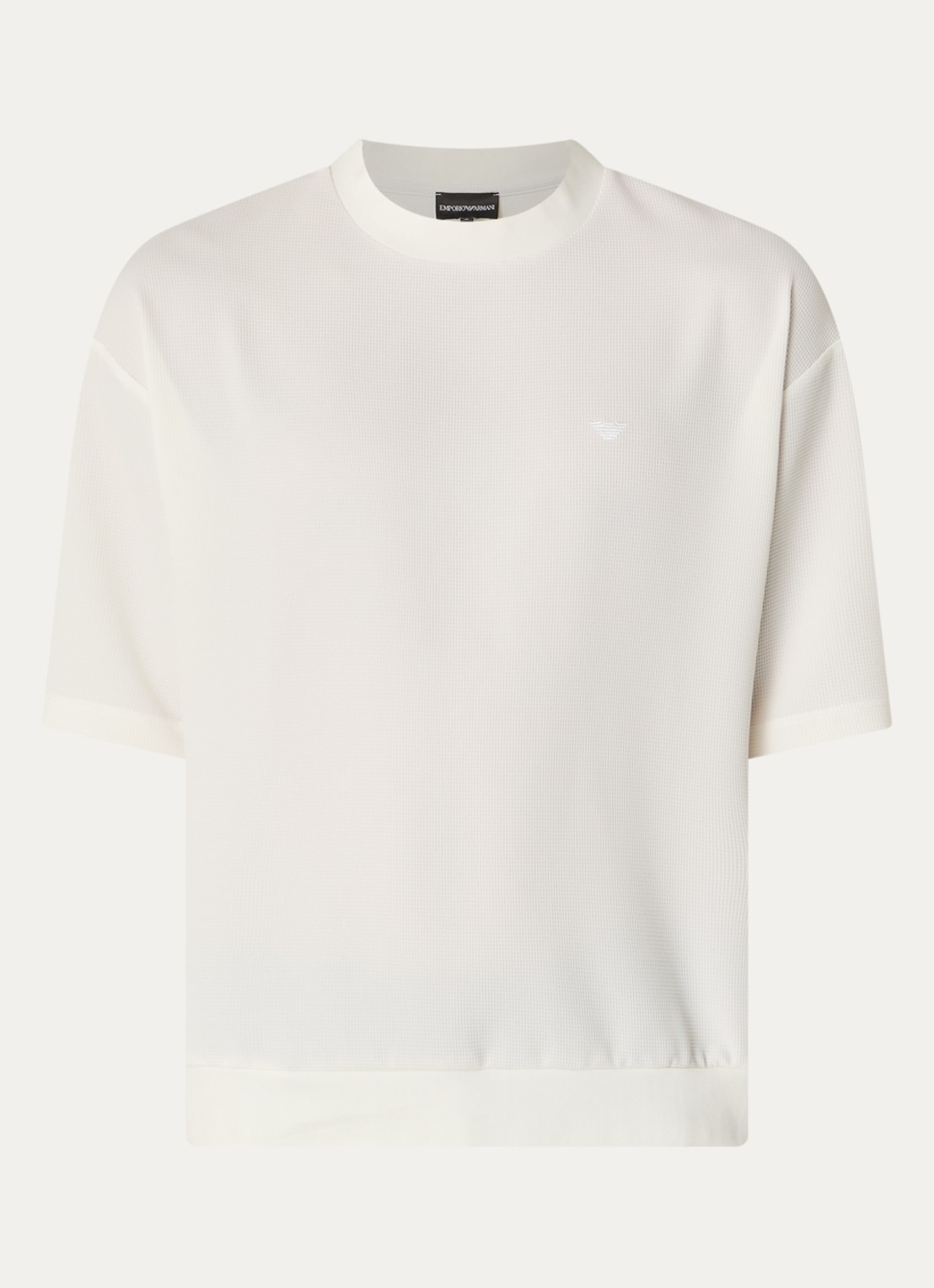 Armani T-shirt met structuur - voorkant 3 gebroken wit