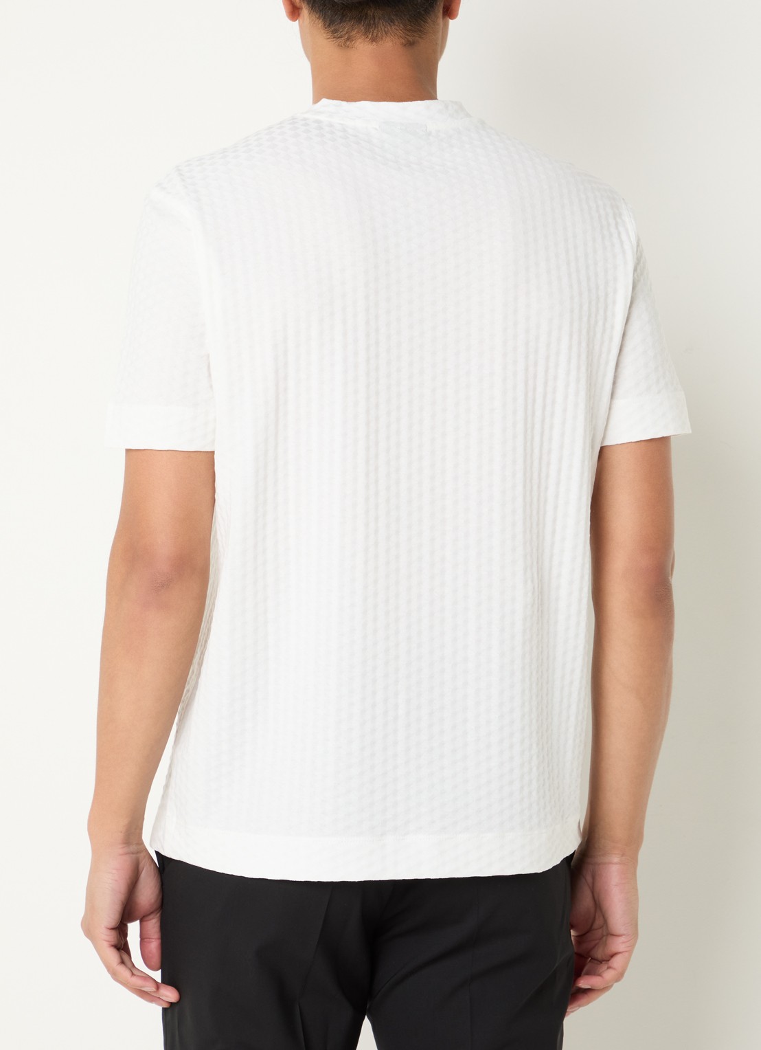 Armani T-shirt met structuur - achterkant ivoor