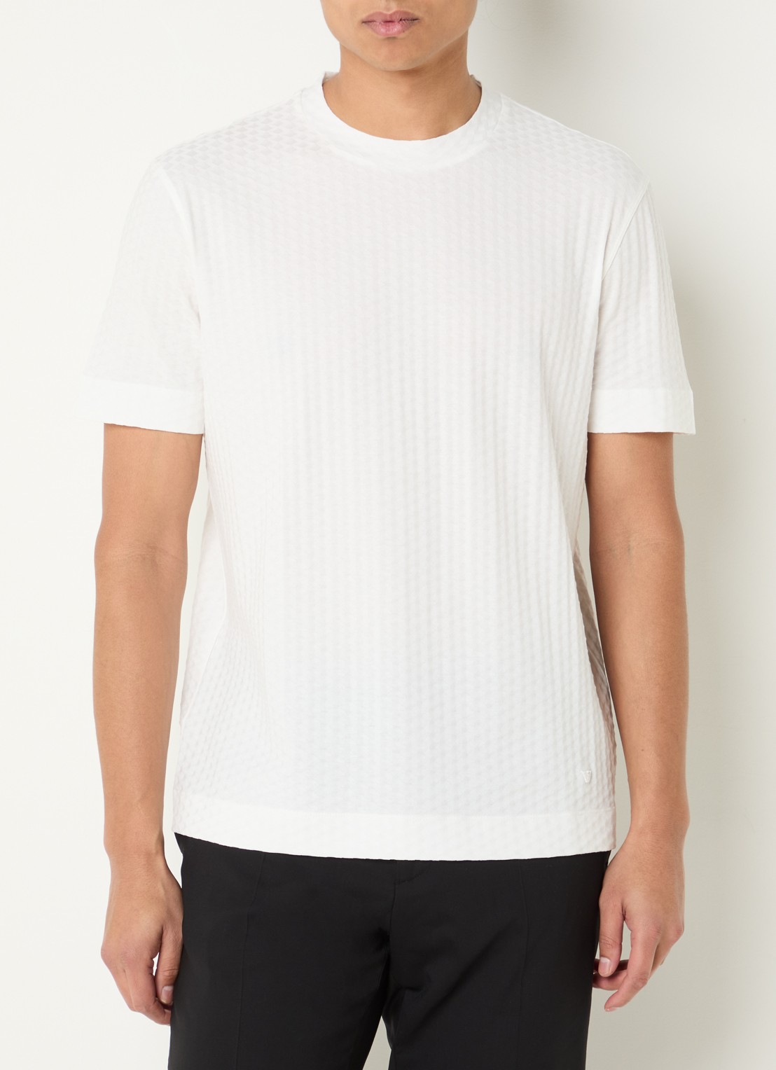 Armani T-shirt met structuur - detail 2 ivoor