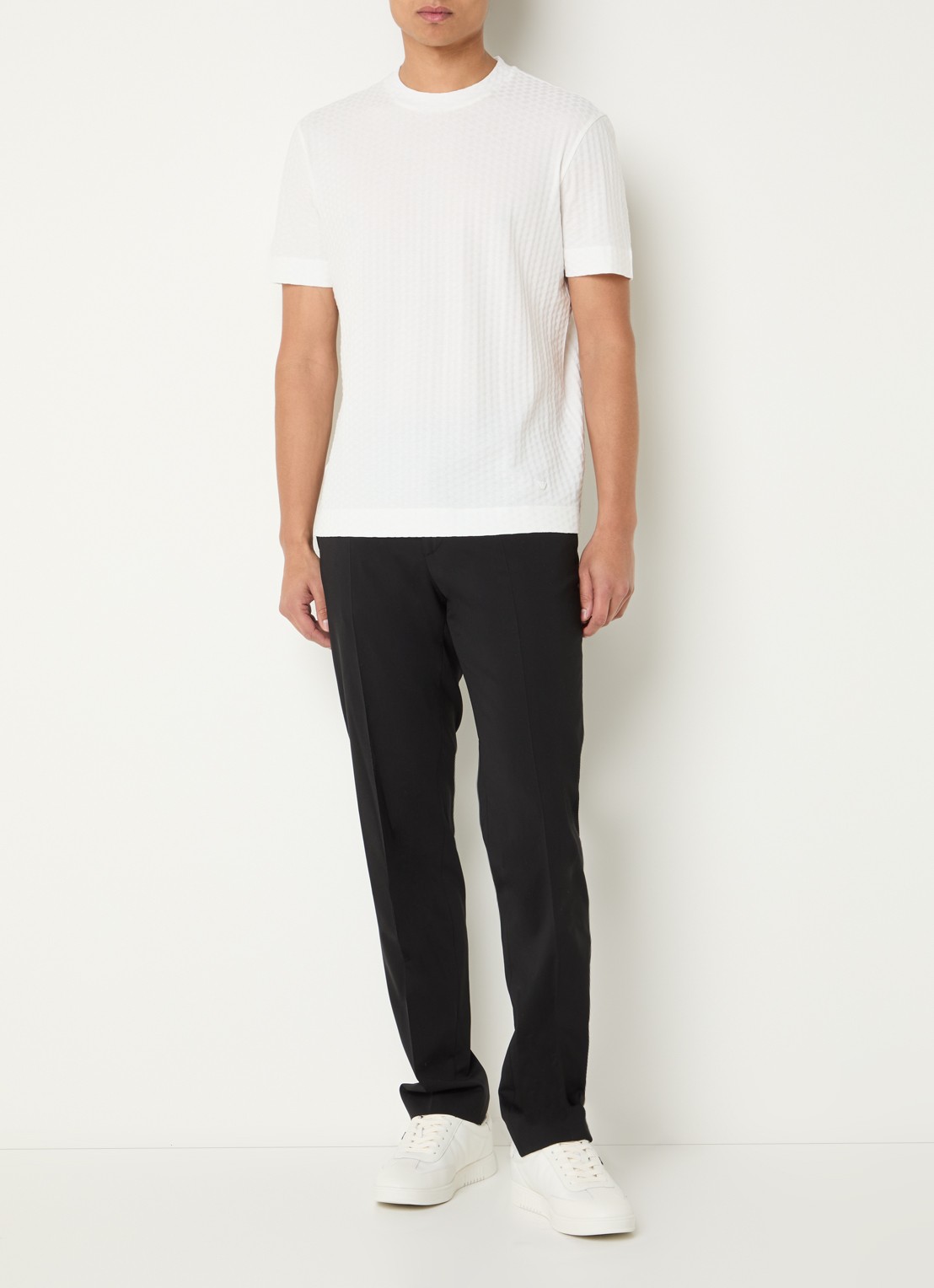 Armani T-shirt met structuur - voorkant 4 ivoor