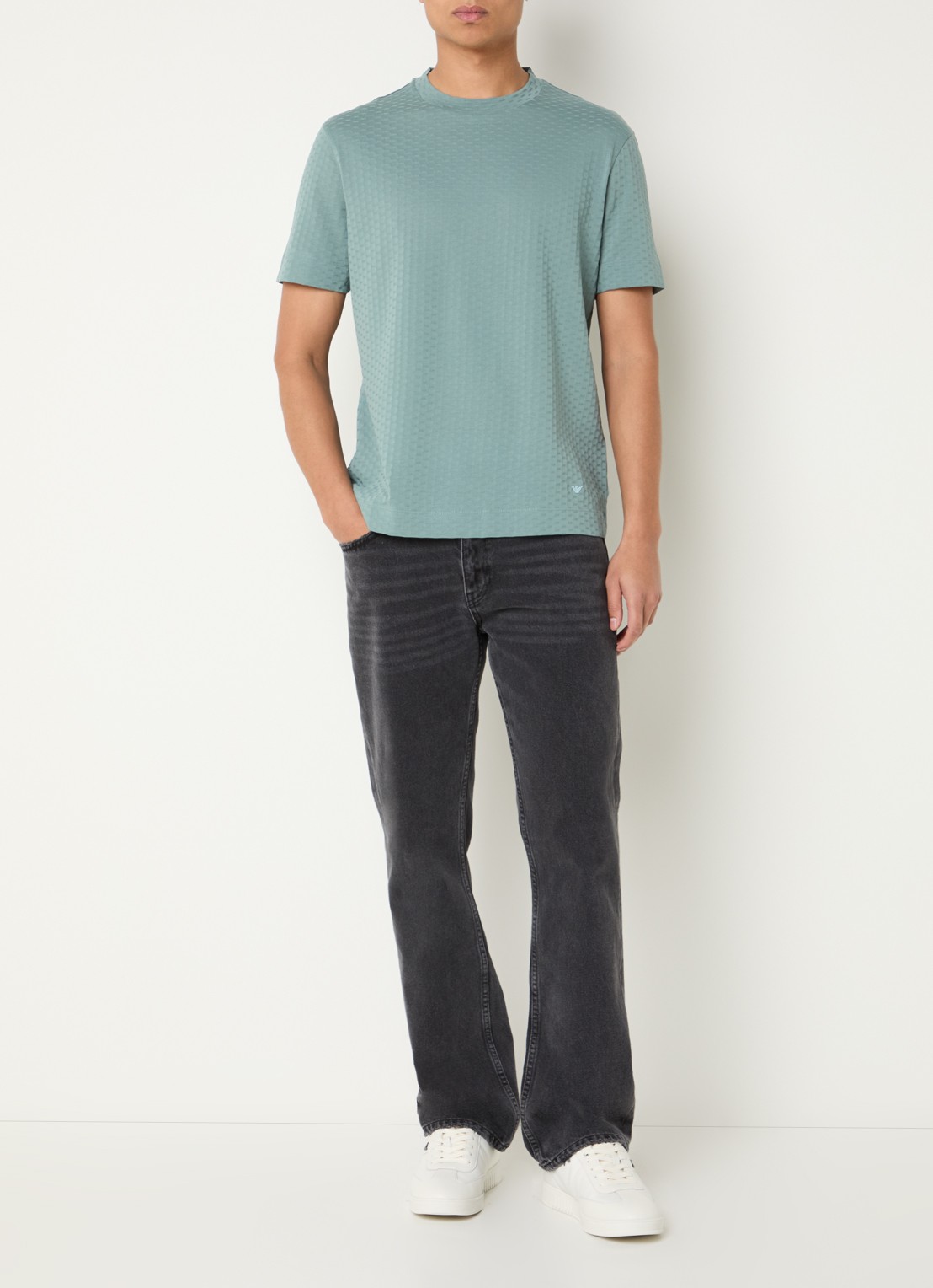 Armani T-shirt met structuur - voorkant 3 mint