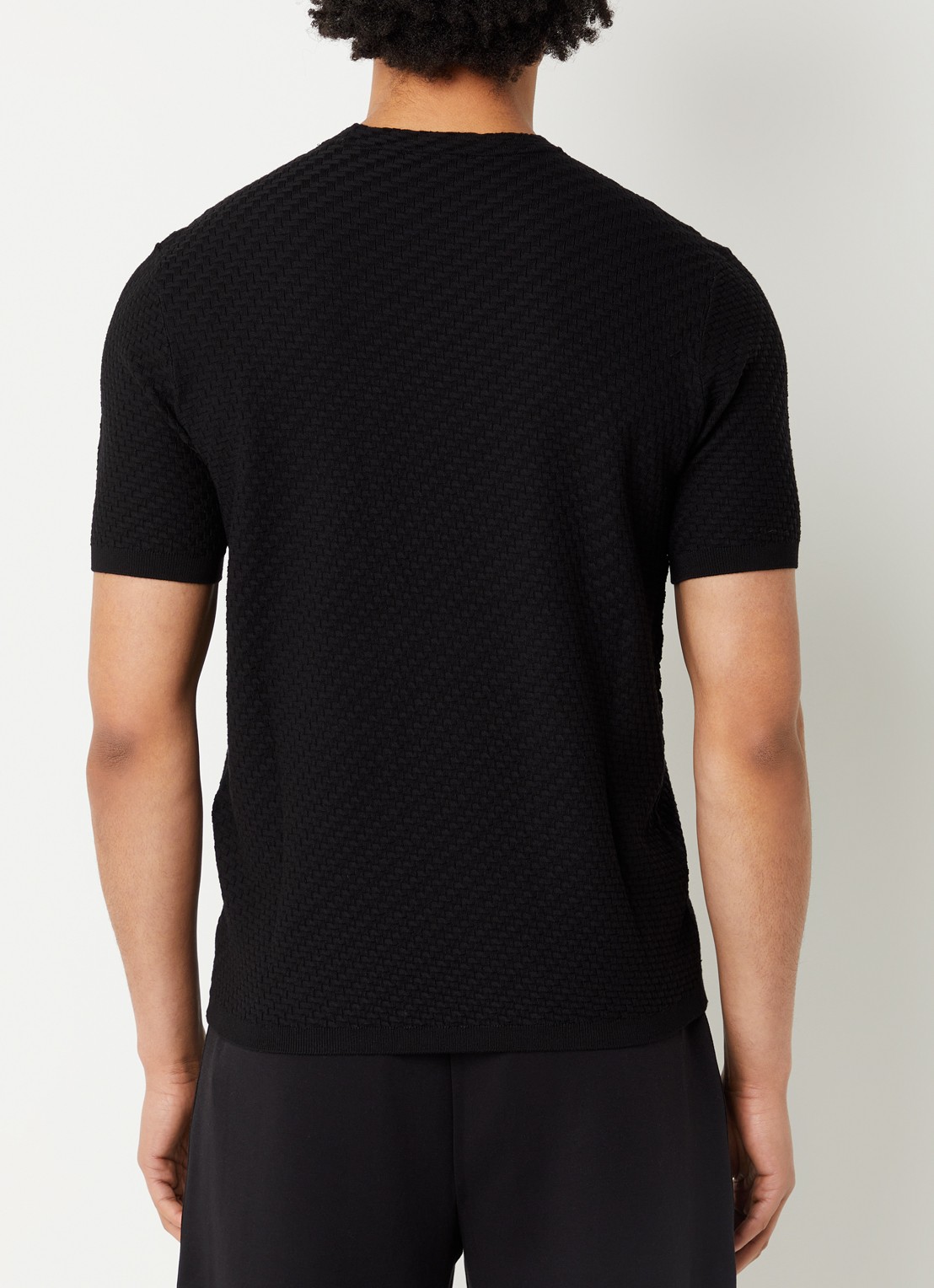Armani T-shirt met structuur - achterkant 3 zwart
