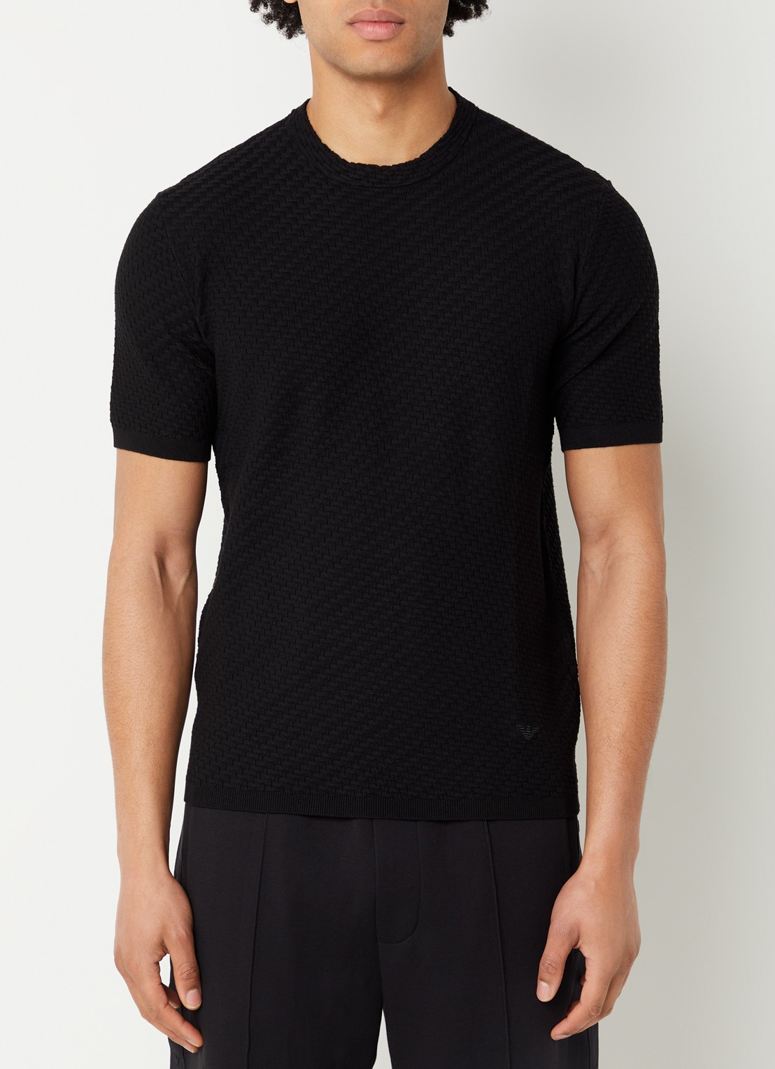 Armani T-shirt met structuur - detail 4 zwart