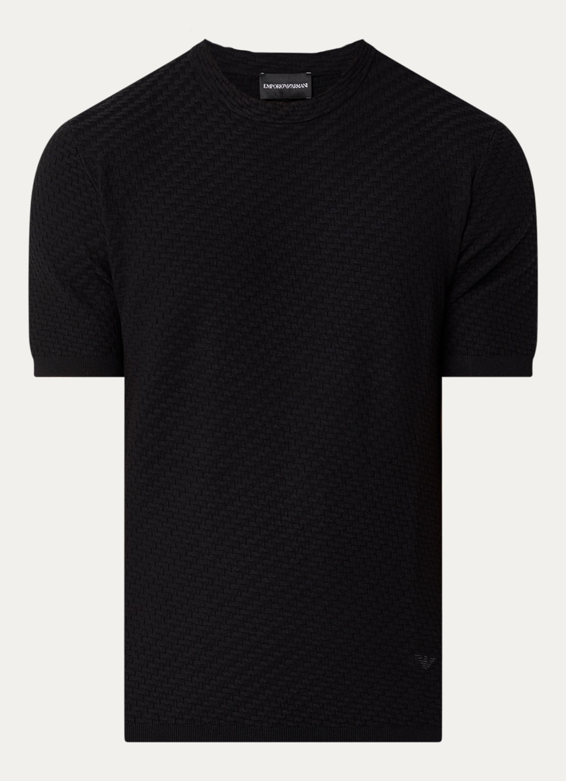 Armani T-shirt met structuur - voorkant zwart