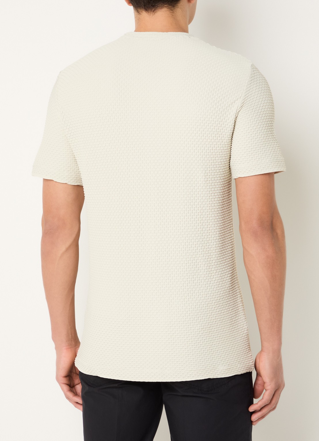 Armani T-shirt met structuur - achterkant beige