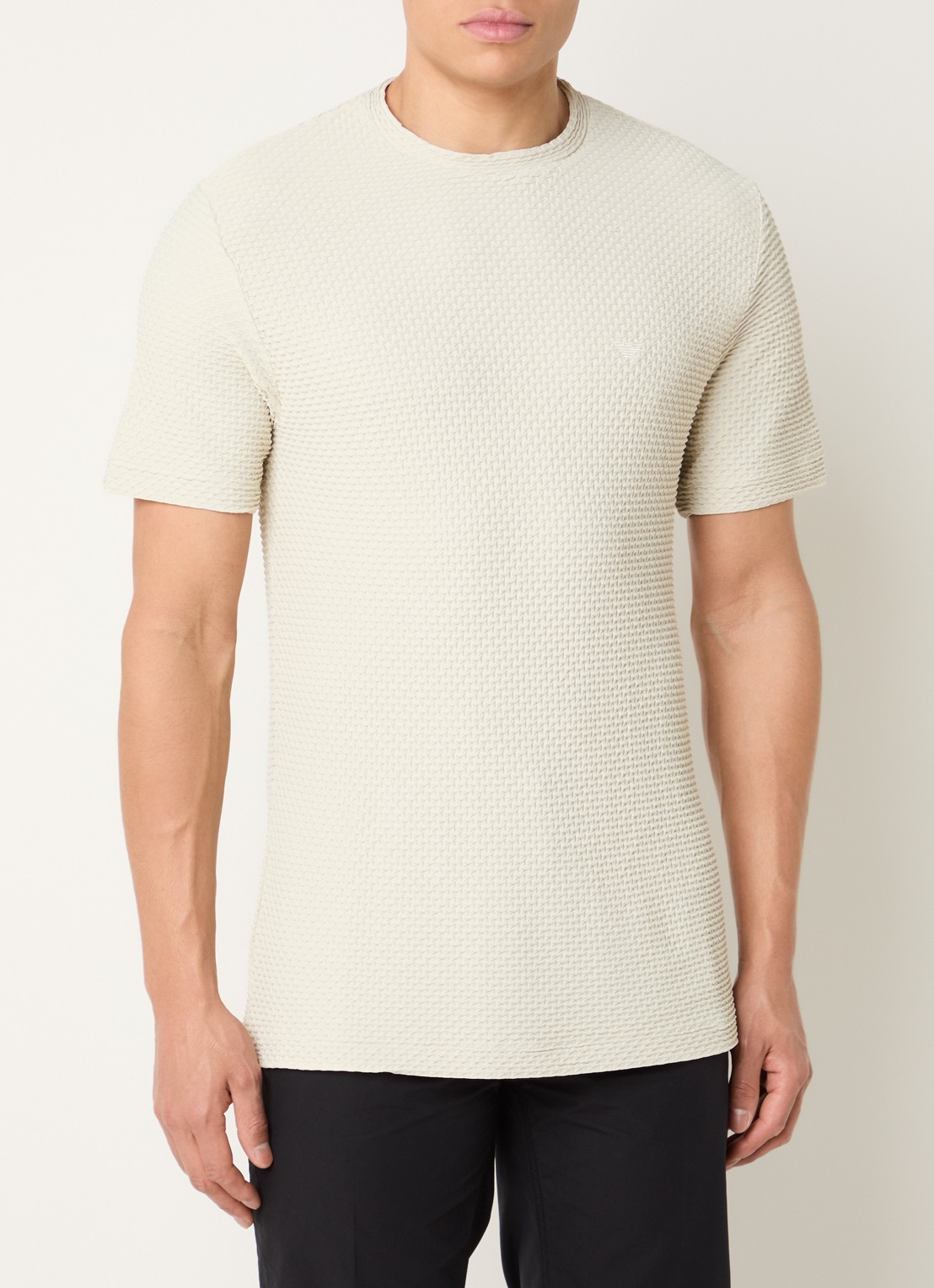 Armani T-shirt met structuur - detail 4 beige