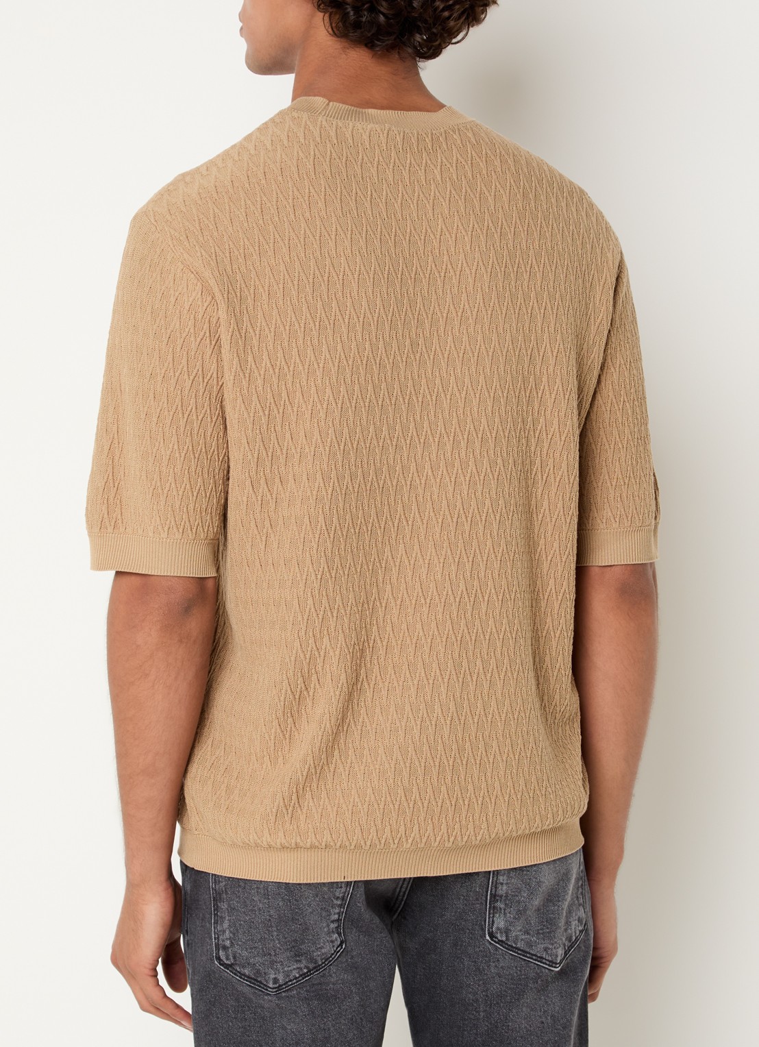 Armani T-shirt met structuur - achterkant 3 camel