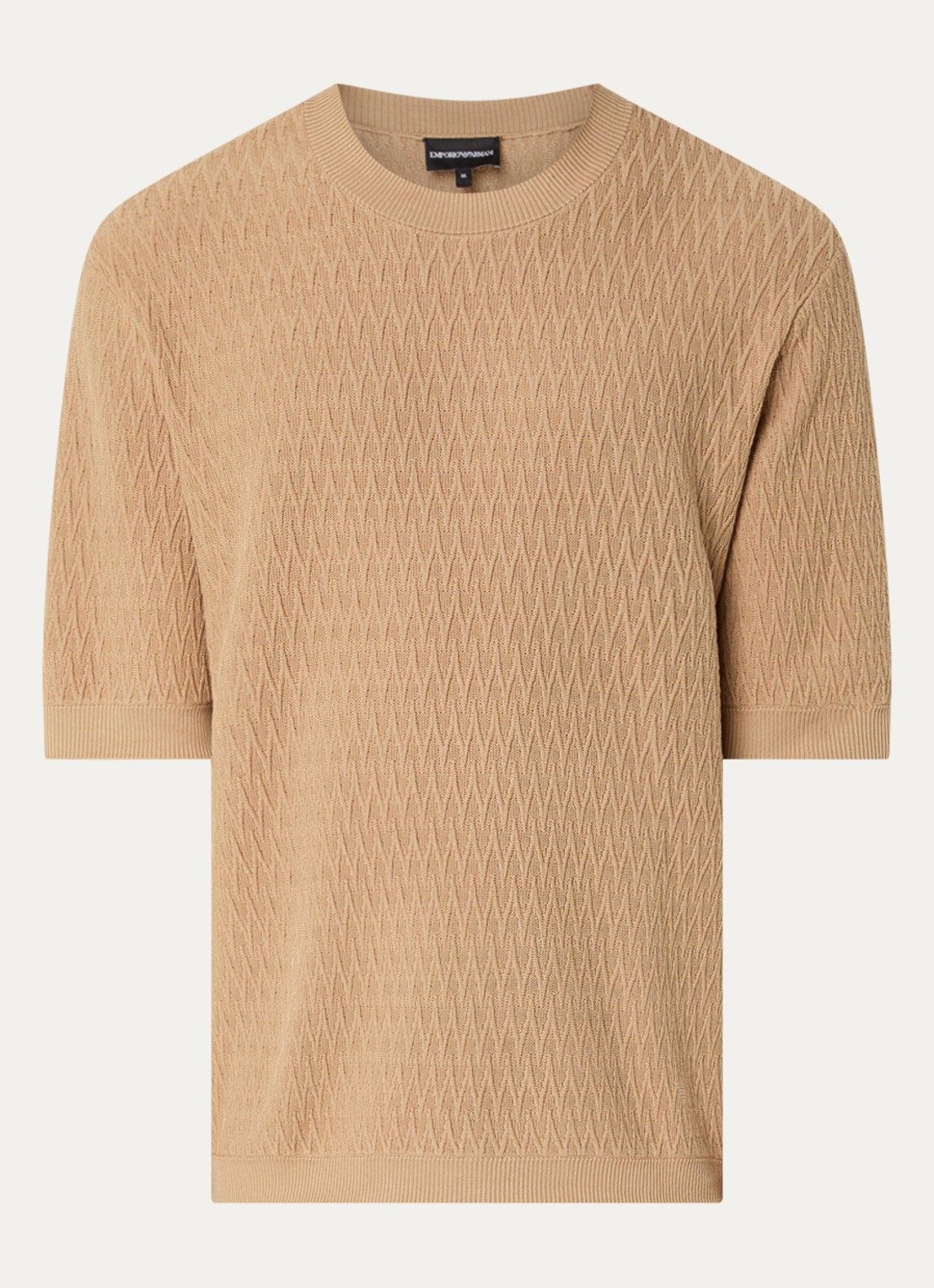 Armani T-shirt met structuur - voorkant camel