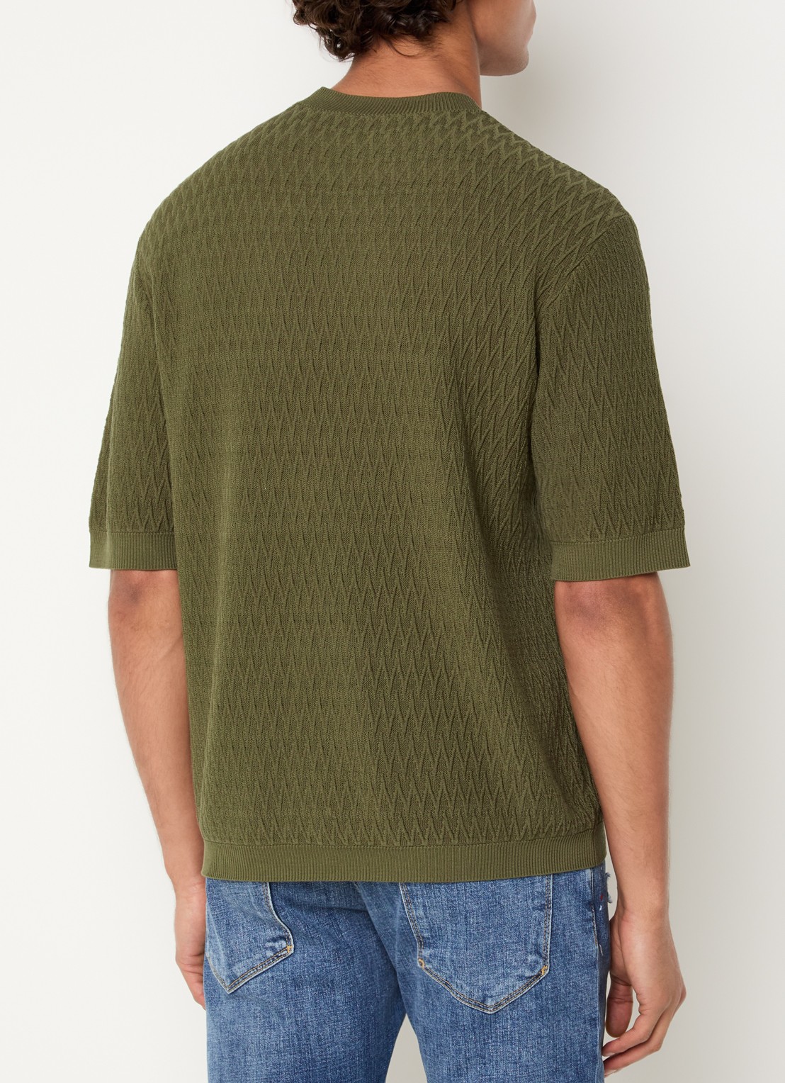 Armani T-shirt met structuur - achterkant 4 bronsgroen