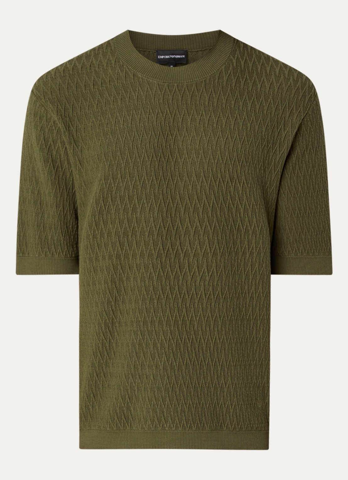 Armani T-shirt met structuur - voorkant bronsgroen