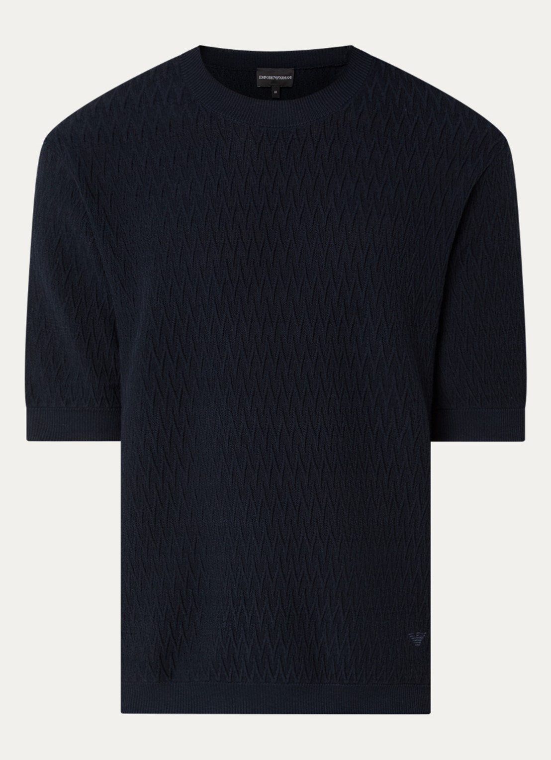 Armani T-shirt met structuur - voorkant donkerblauw
