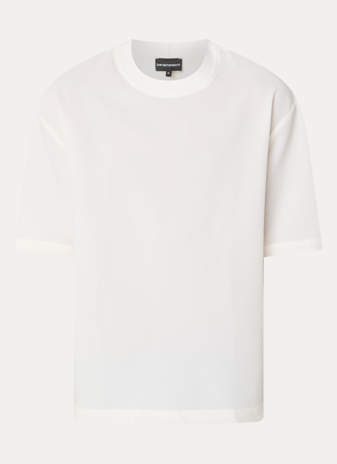 Armani T-shirt met structuur - voorkant gebroken wit