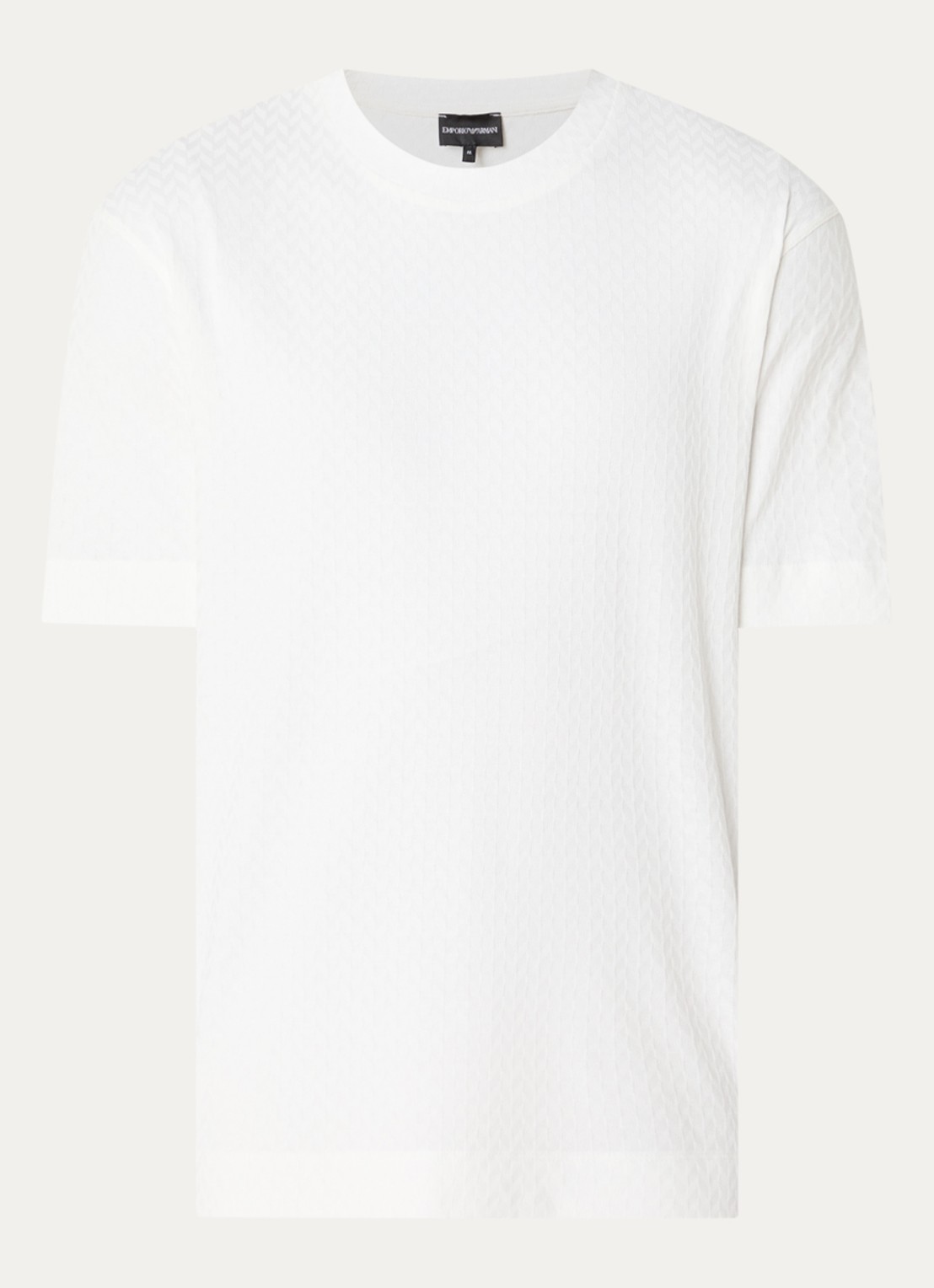 Armani T-shirt met structuur - voorkant gebroken wit