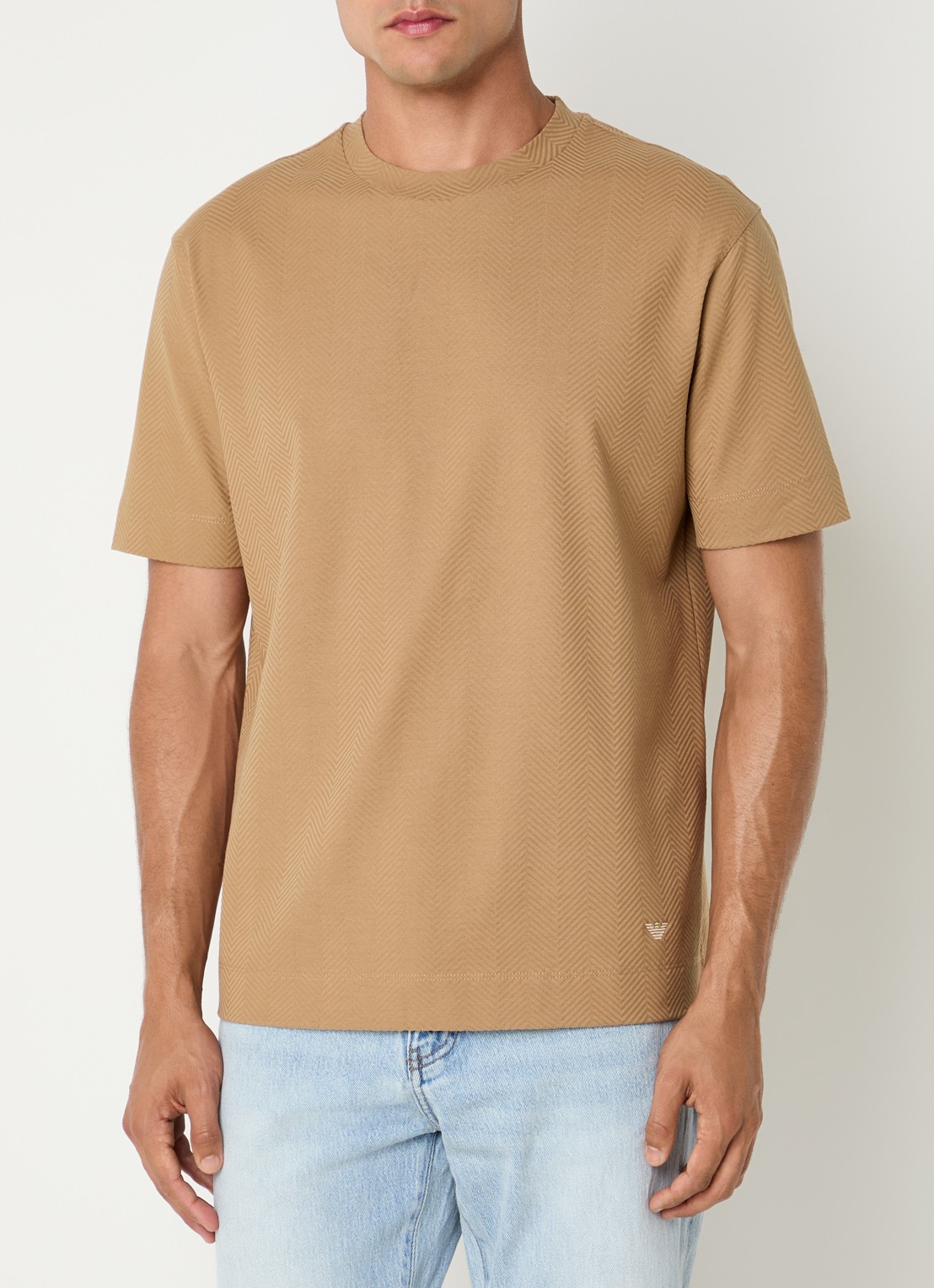 Armani T-shirt met structuur - detail 4 beige
