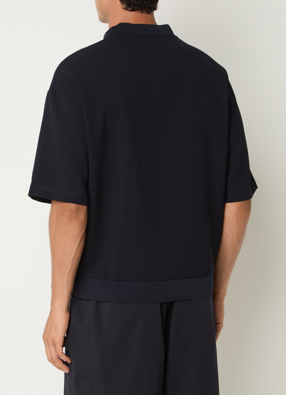 Armani T-shirt met structuur - achterkant 2 donkerblauw