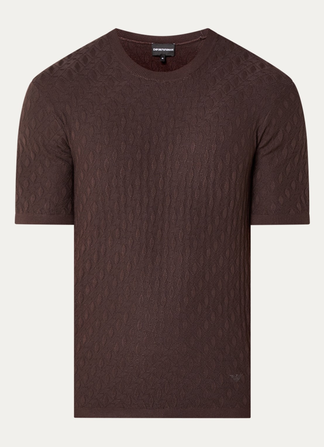 Armani T-shirt met structuur - voorkant 2 donkerbruin