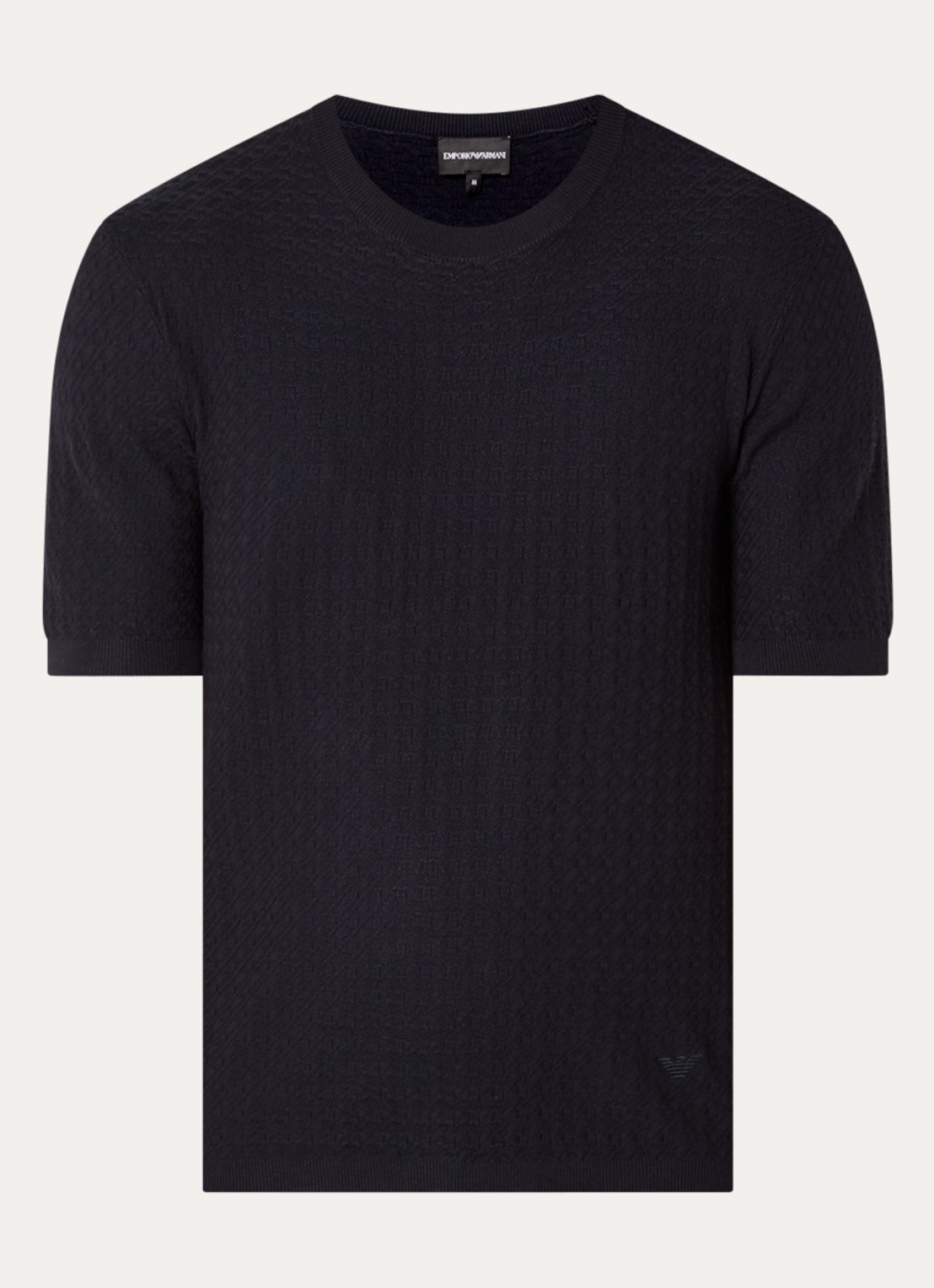 Armani T-shirt met structuur - voorkant donkerblauw