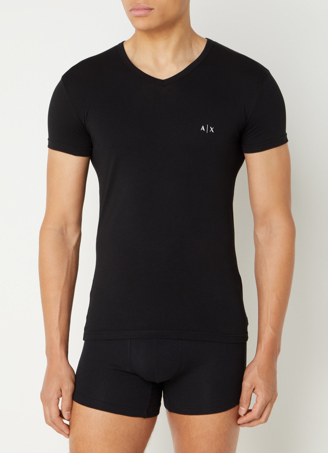 Armani T-shirt met V-hals in 2-pack - detail 2 zwart