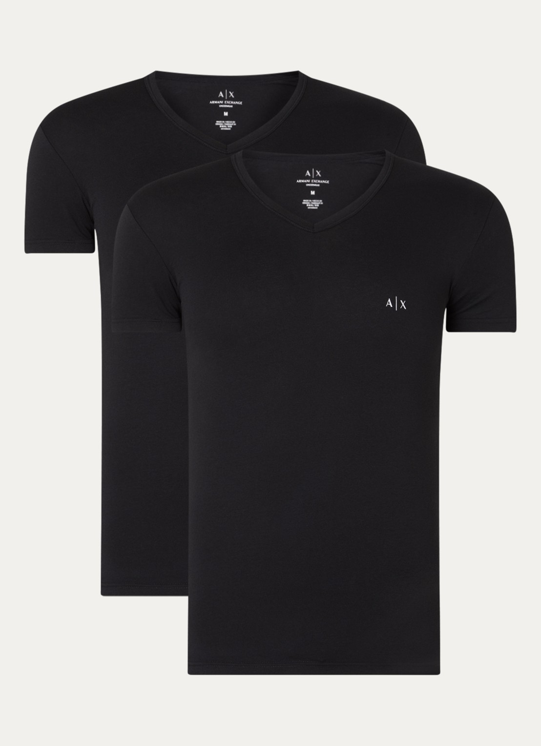 Armani T-shirt met V-hals in 2-pack - voorkant 3 zwart