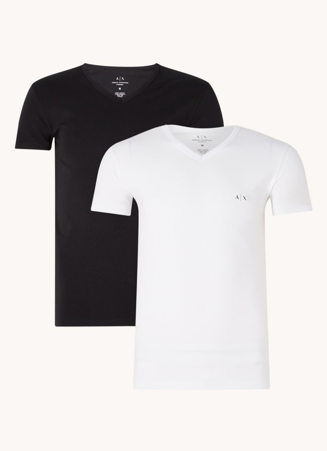 Armani T-shirt met V-hals in 2-pack - voorkant 2 wit