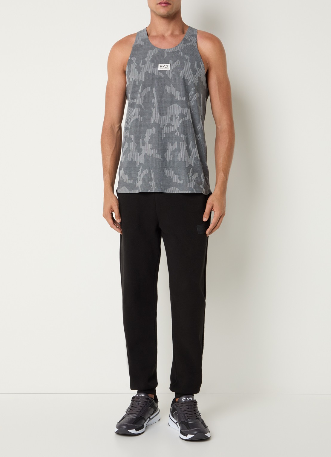 Armani Tanktop met logo en print - voorkant 3 donkergrijs