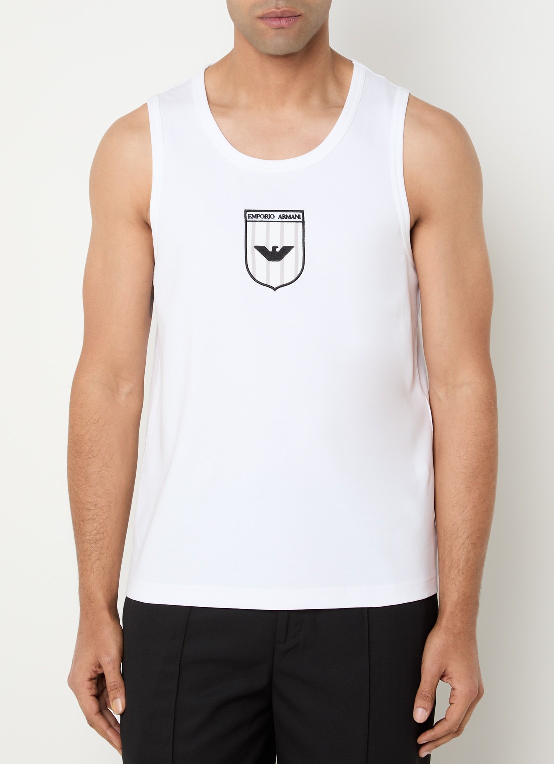 Armani Tanktop met ronde hals en logo - detail wit