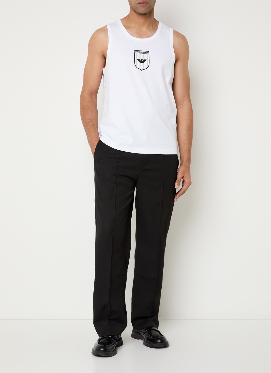 Armani Tanktop met ronde hals en logo - voorkant 3 wit