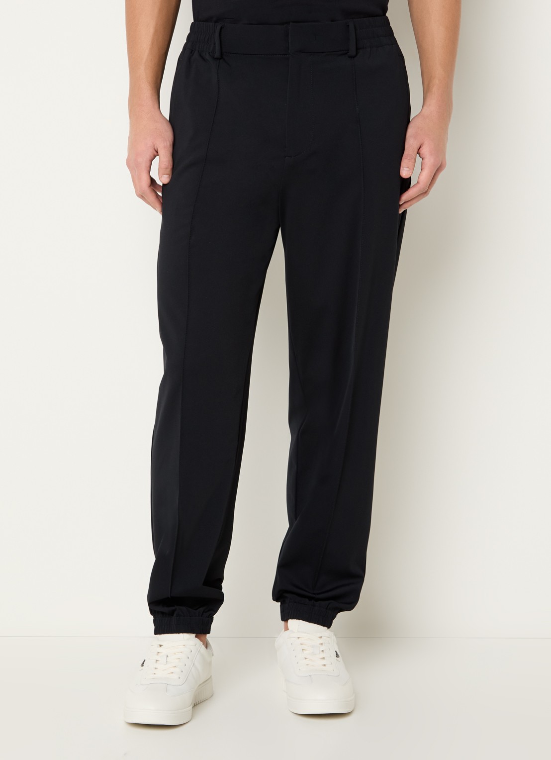 Armani Tapered fit broek met steekzakken - detail 4 donkerblauw