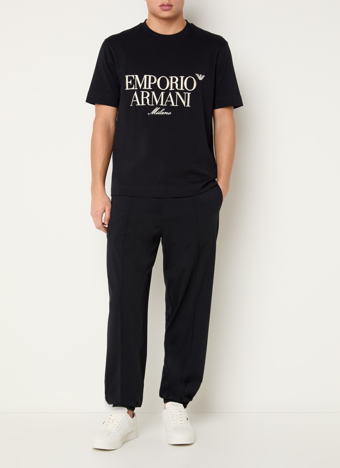 Armani Tapered fit broek met steekzakken - voorkant 3 donkerblauw