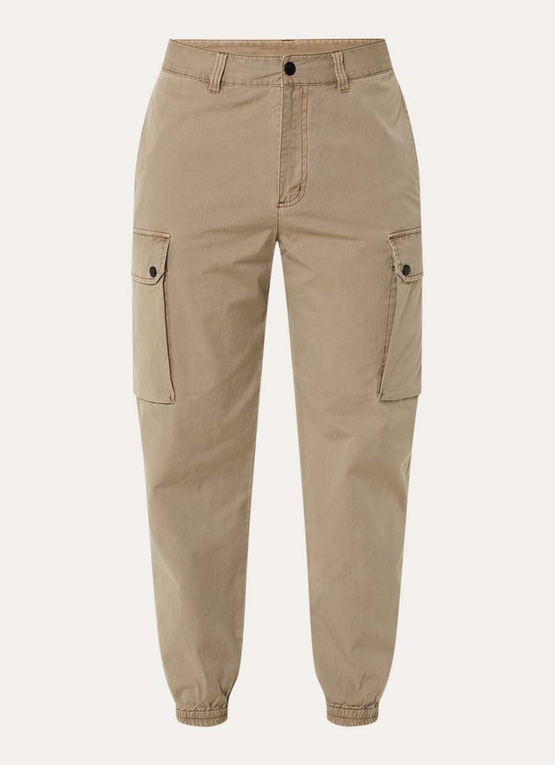 Armani Tapered fit cargobroek met klepzakken - voorkant donkerbeige