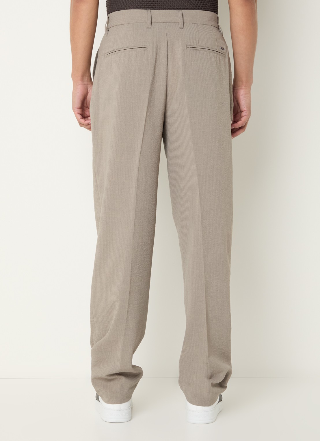 Armani Tapered fit chino met streepprint - achterkant 3 khaki