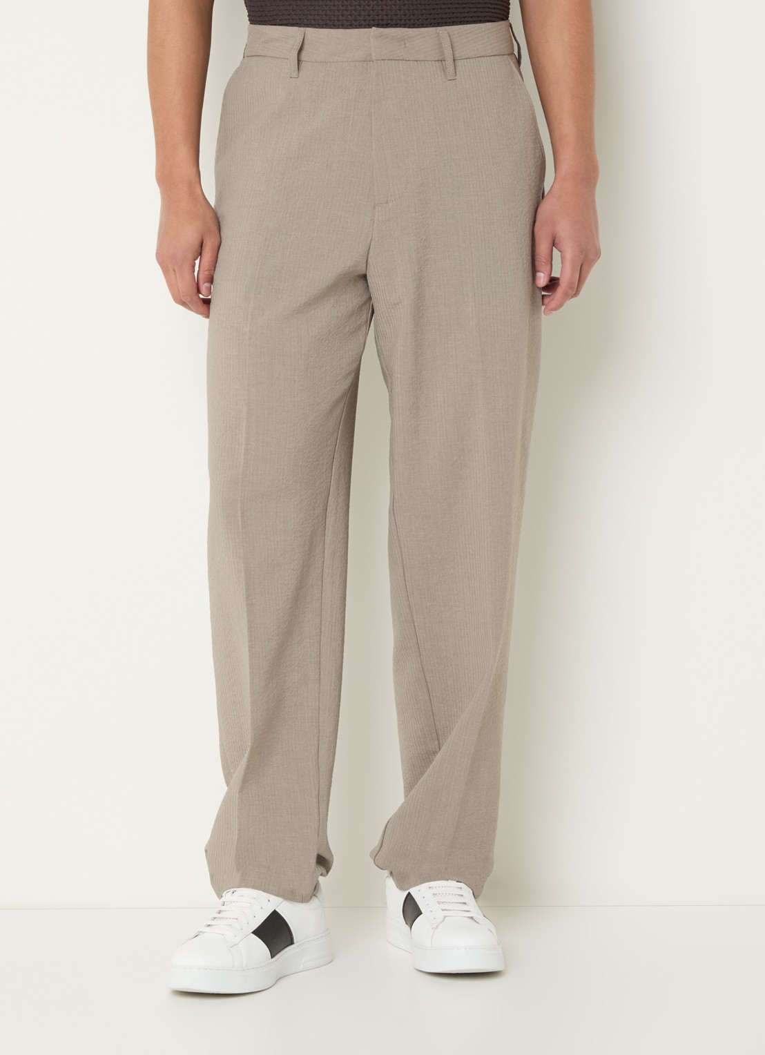 Armani Tapered fit chino met streepprint - detail 4 khaki