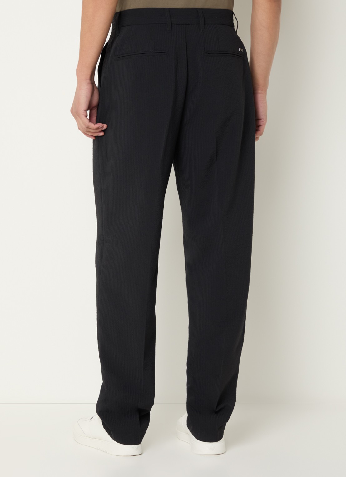 Armani Tapered fit chino met streepprint - achterkant antraciet