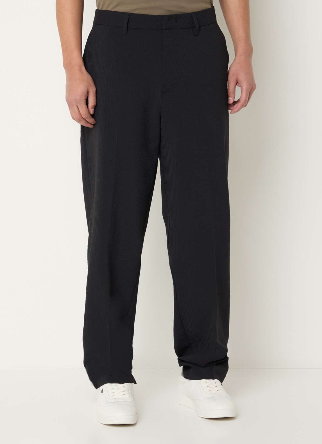 Armani Tapered fit chino met streepprint - detail 4 antraciet