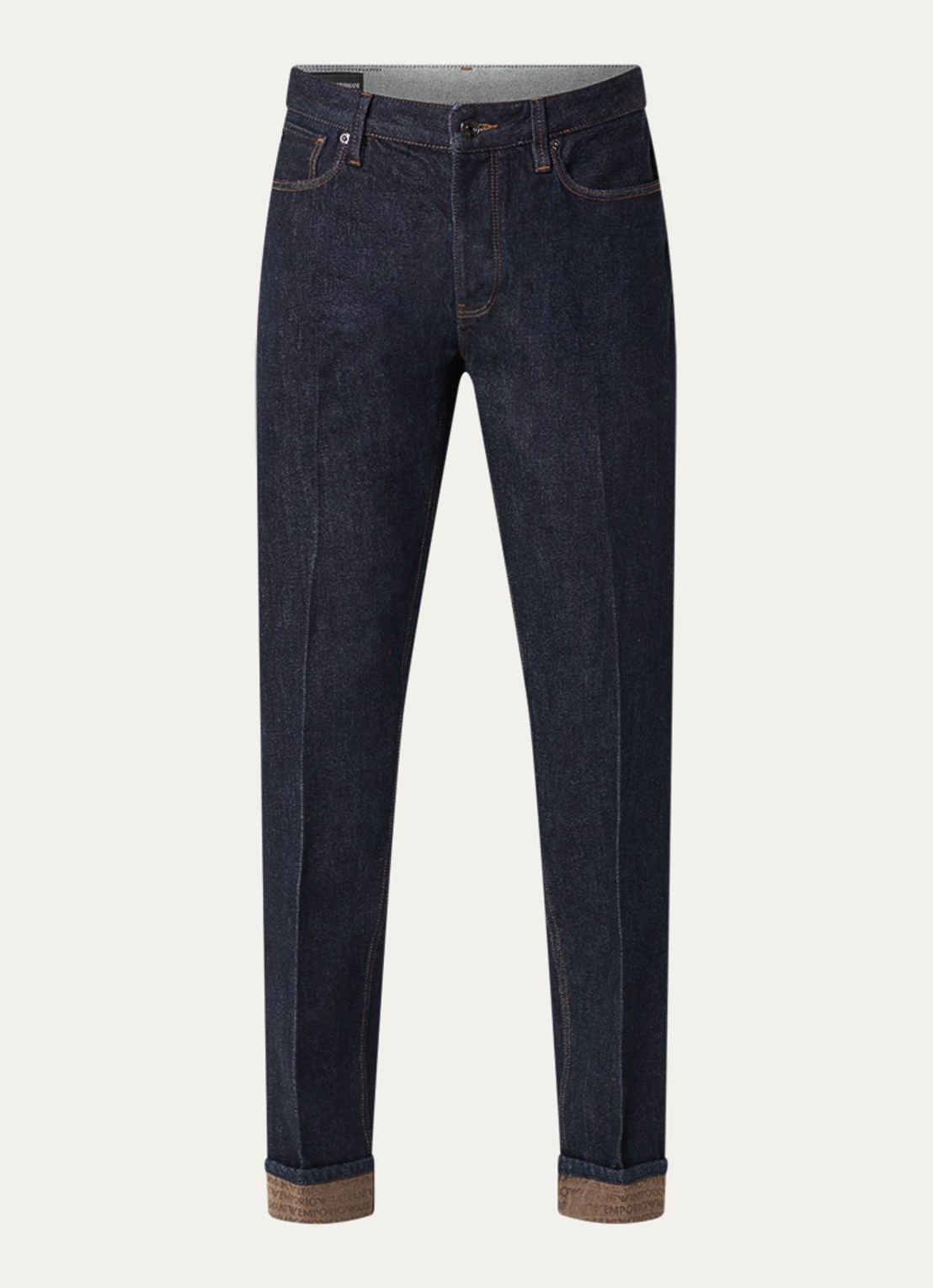 Armani Tapered fit jeans met donkere wassing - voorkant 5 indigo