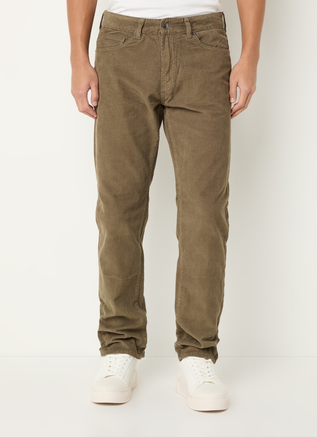 Armani Tapered fit jeans met gekleurde wassing - detail legergroen