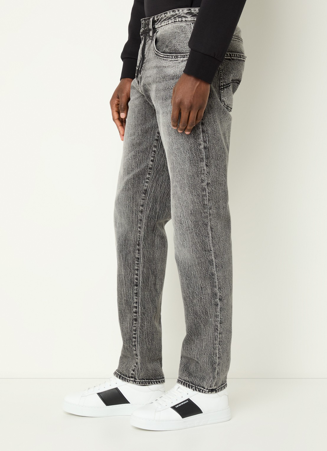 Armani Tapered fit jeans met steekzakken - detail 3 grijs