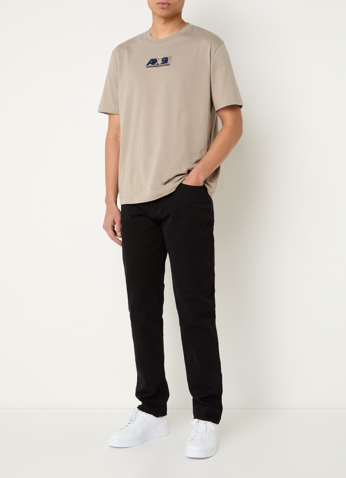 Armani Tapered fit jeans met steekzakken - voorkant 3 diepzwart