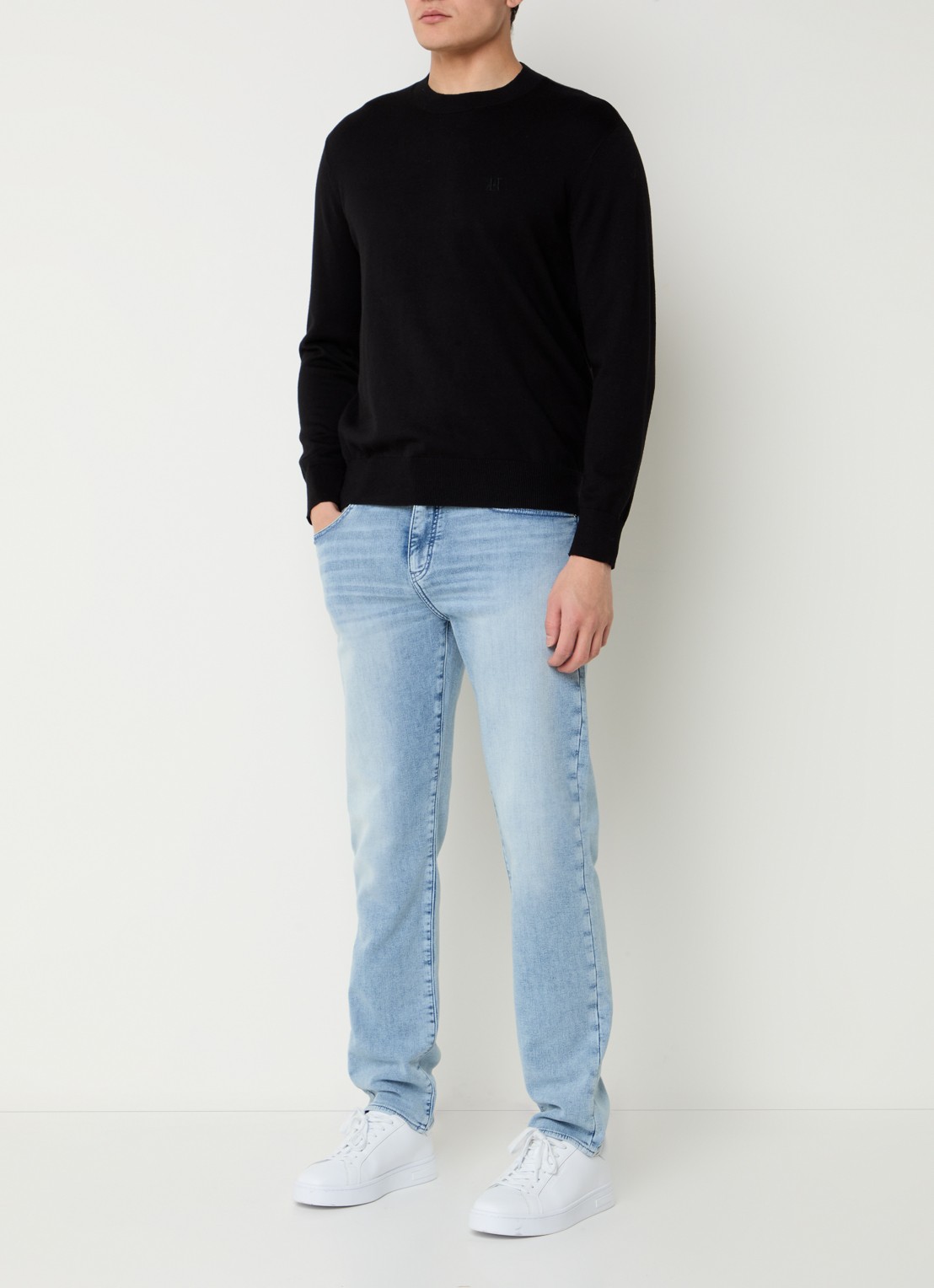 Armani Tapered fit jeans met steekzakken - voorkant 5 blauw