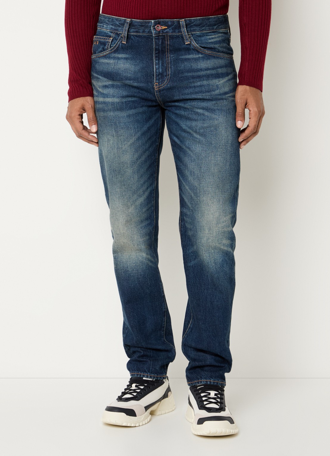 Armani Tapered fit jeans met steekzakken - detail 3 blue denim