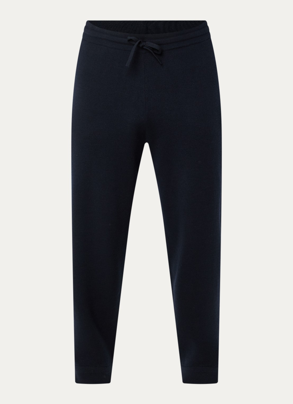 Armani Tapered fit joggingbroek in scheerwolblend - voorkant 2 donkerblauw