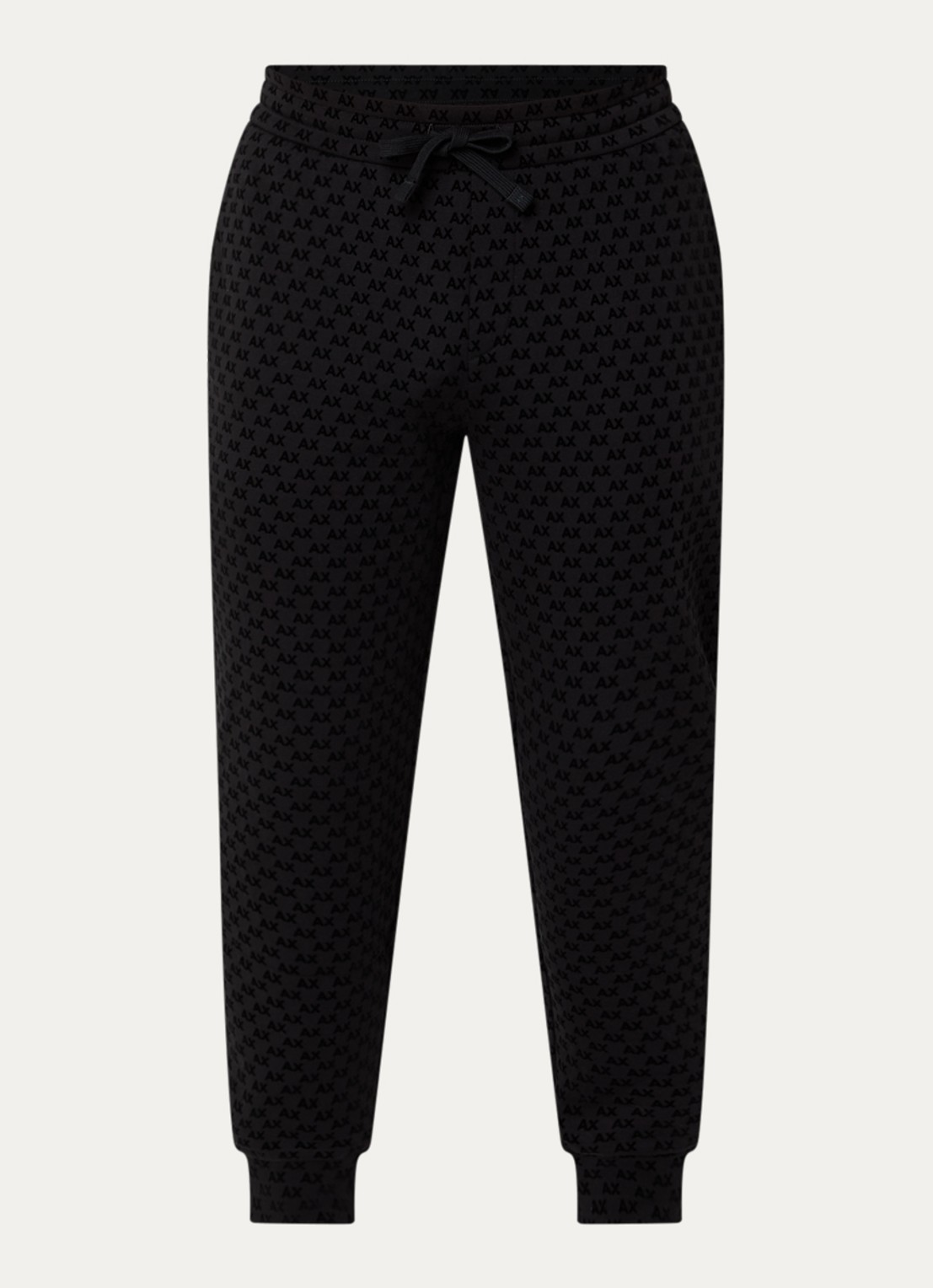 Armani Tapered fit joggingbroek met logo - voorkant zwart