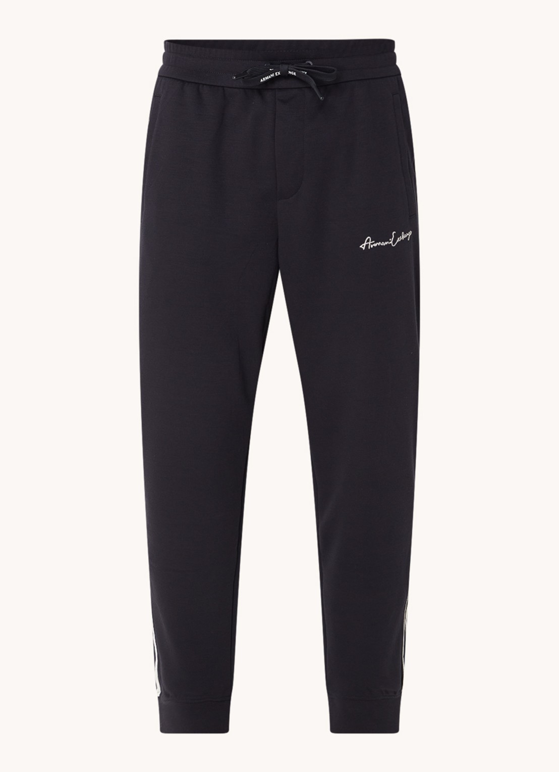Armani Tapered fit joggingbroek met logoborduring en steekzakken - voorkant 4 donkerblauw