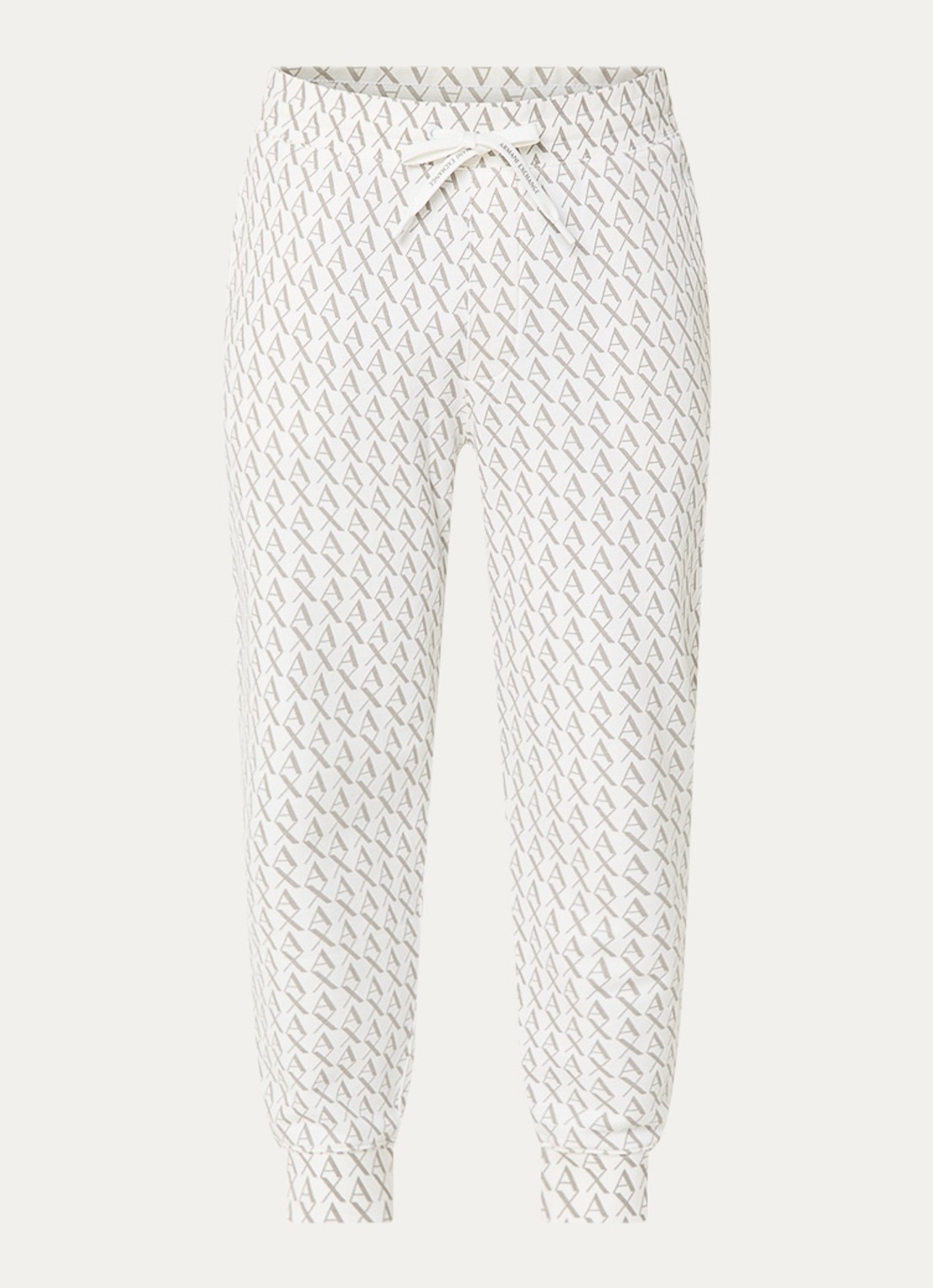 Armani Tapered fit joggingbroek met logoprint en steekzakken - voorkant gebroken wit