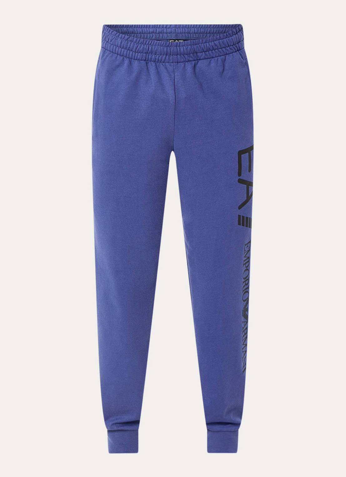 Armani Tapered fit joggingbroek met logoprint en steekzakken - voorkant kobaltblauw